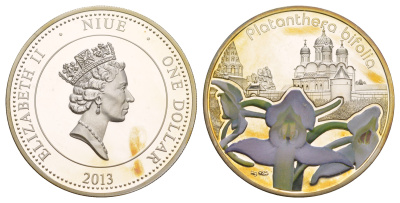Ниуэ 1 доллар 2013 Орхидеи - Platantera Bifolia, тираж 5.000 экземпляров серебро BU 7-5-2-01