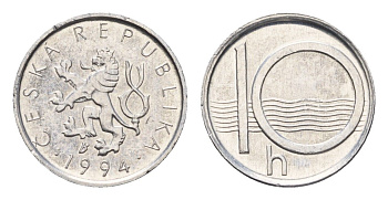 Чехия 10 геллеров 1994 KM 6 алюминий UNC 4674-455