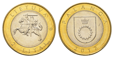 Литва 2 лита 2012 Курорты Литвы - Паланга KM 186.1 биметалл UNC 4695-457