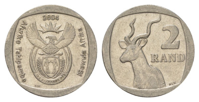 ЮАР 2 ранда 2004 KM 336 медь плакированная никелем 4626-1256