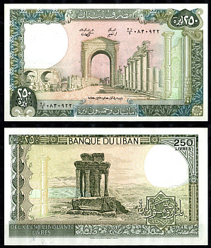 Ливан 250 ливров 1988 Pick 67 e бумага 2198-5-2-1