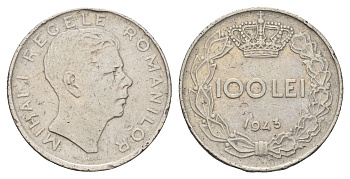 Румыния 100 лей (леев) 1943 Михай I (1940-1947) KM 64 сталь плакированная никелем 4616-835
