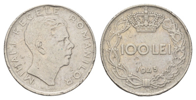 Румыния 100 лей (леев) 1943 Михай I (1940-1947) KM 64 сталь плакированная никелем 4616-835