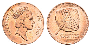 Фиджи 2 цента 2001 KM 50a цинк плакированный медью UNC 4697-716