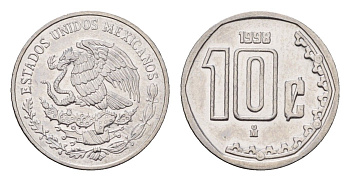 Мексика 10 сентаво 1998 KM 547 нержавеющая сталь UNC 4684-1252