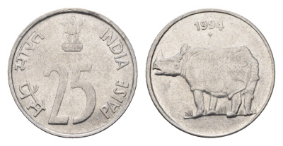 Индия 25 пайс 1994 KM 54 нержавеющая сталь UNC 4697-842