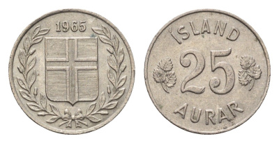 Исландия 25 эйре 1965 KM 11 медно-никель 4696-339