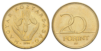 Венгрия 20 форинтов 1994 BP KM 696 никель латунь UNC 4148-847