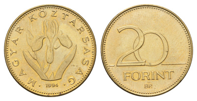 Венгрия 20 форинтов 1994 BP KM 696 никель латунь UNC 4148-847