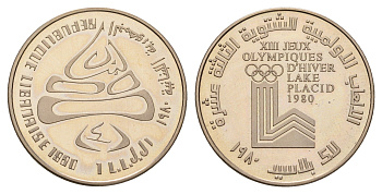 Ливан 1 ливр 1980 XIII зимние Олимпийские Игры, Лейк-Плэсид 1980 KM 32 медно-никель PROOF 11-138-24