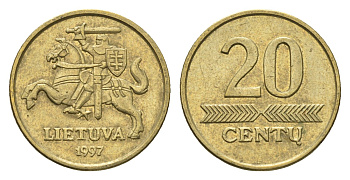 Литва 20 центов (сентов) 1997 KM 107 никель латунь 4689-1133