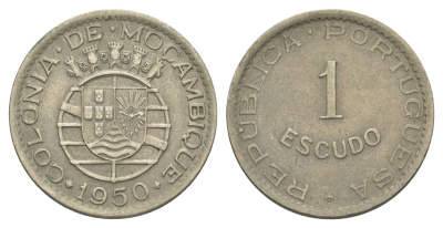 Мозамбик 1 эскудо 1950 KM 77 никель латунь 4646-641