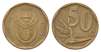 ЮАР 50 центов 2006 Зантедеския Эллиота (калла), герб, год-тип KM 489 сталь плакированная бронзой 4694-969