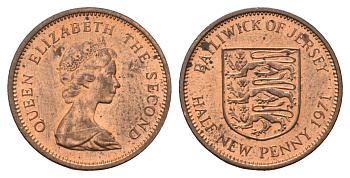 Джерси 1/2 нового пенни 1971 Елизавета II (1952-2022) KM 29 бронза UNC 4682-514