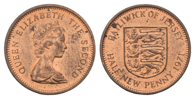 Джерси 1/2 нового пенни 1971 Елизавета II (1952-2022) KM 29 бронза UNC 4682-514
