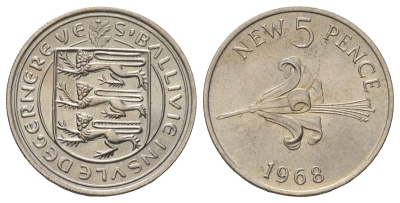 Гернси 5 новых пенсов 1968 KM 23 медно-никель UNC 4666-625