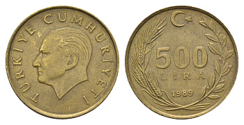 Турция 500 лир 1989 Кемаль Ататюрк KM 989 алюминиевая бронза 4395-226