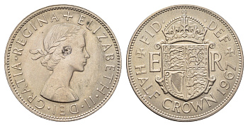 Великобритания 1/2 кроны 1967 Елизавета II (1952-2022) KM 907, Spink 4145 медно-никель 221-1121