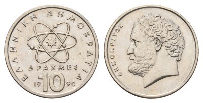 Греция 10 драхм 1990 Демокрит KM 132 медно-никель 4187-252