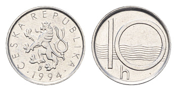 Чехия 10 геллеров 1994 KM 6 алюминий UNC 4674-238