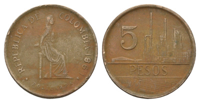 Колумбия 5 песо 1981 KM 268 бронза 4572-531