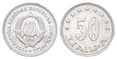 Югославия 50 пара 1953 год-тип KM 29 алюминий UNC 4701-112