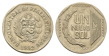 Перу 1 соль 1992 KM 308 медно-никель 77-214
