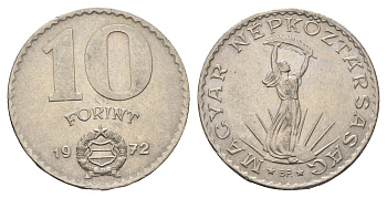 Венгрия 10 форинтов 1972 BP, статуя свободы KM 595 никель 4144-323