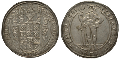 Брауншвейг-Каленберг-Ганновер 1 талер 1651 Георг Вильгельм (1648-1665) Dav. 6527 серебро 10-016-09