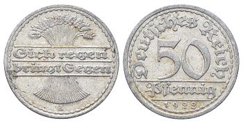 Германия 50 пфеннигов 1922 A KM 27, J. 301 алюминий 4700-955