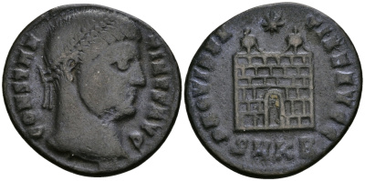 Римская Империя нуммий 324 - 325 Константин I Великий PROVIDENTIAE AVGG Кизик Very fine RIC 24 бронза 270-934