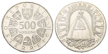 Австрия 500 шиллингов 1982 825 лет городу Мариацелль KM 2958 серебро BU 4127-1422
