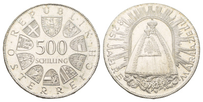 Австрия 500 шиллингов 1982 825 лет городу Мариацелль KM 2958 серебро BU 4127-1422