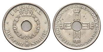 Норвегия 1 крона 1939 Хокон VII (1905-1957) KM 385 медно-никель aUNC 83-1242