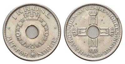 Норвегия 1 крона 1939 Хокон VII (1905-1957) KM 385 медно-никель aUNC 83-1242