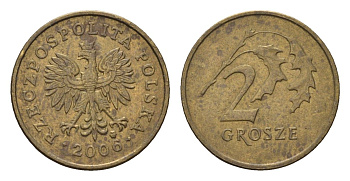 Польша 2 гроша 2006 Y 277 марганец латунь 4684-957