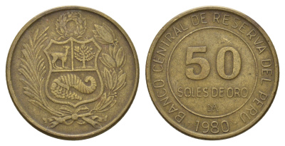 Перу 50 солей 1980 KM 273 алюминиевая бронза 4141-1031