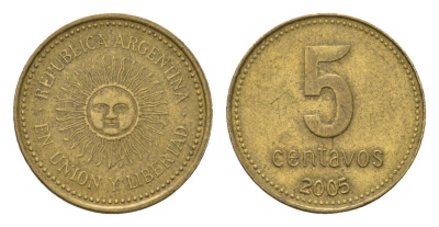 Аргентина 5 сентаво 2005 KM 109 алюминиевая бронза 4679-354