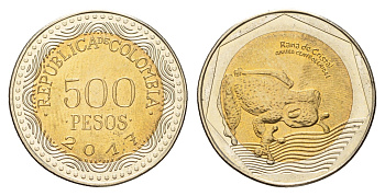 Колумбия 500 песо 2017 KM 298 биметалл UNC 4686-523