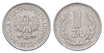 Польша 1 злотый 1972 Y 49.1 алюминий 4637-1132