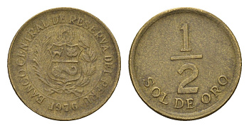 Перу 1/2 соль 1976 KM 265 латунь 4674-1116