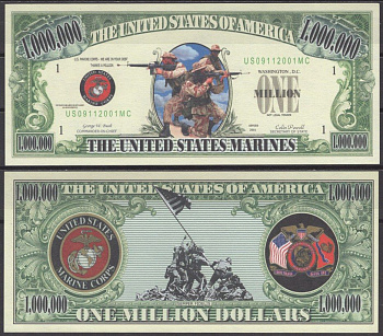 США 1000000 долларов 2001 Корпус морской пехоты США бумага UNC (пресс) 7197-17-1