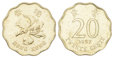 Гонконг 20 центов 1997 KM 67 никель латунь UNC 4701-216