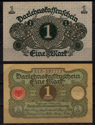Германия 1 марка 1920 Pick 58 бумага 7198-23-3-2
