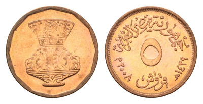 Египет 5 пиастров 2008 кувшин KM 941a сталь плакированная медью UNC 4684-756
