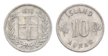 Исландия 10 эйре 1970 KM 10a алюминий 4690-728