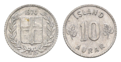Исландия 10 эйре 1970 KM 10a алюминий 4690-728