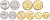 Западно-Африканские штаты лот из 5 монет 2011-2013 (5, 10, 25, 50 и 100 франков) UNC N2-29