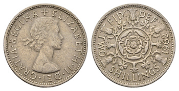 Великобритания 2 шиллинга (флорин) 1962 Елизавета II (1952-2022) KM 906, Spink 4146 медно-никель 4692-414