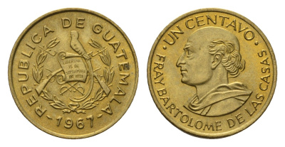 Гватемала 1 сентаво 1967 KM 265 латунь UNC 4623-1032